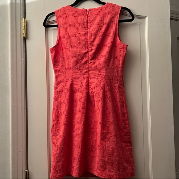 Banana Republic Coral Pink Red Circular Geometric Summer Dress 0 Petite - Picture 7 of 8